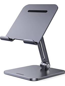 UGREEN Suporte de tablet para mesa suporte portátil de alumínio ajustável Dock dobrável Base de metal resistente compatível com ipad pro 12.9, 9.7, 10.5, ipad air Mini 4 3 2, cinza