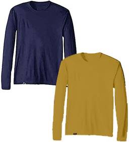 KIT 2 Camisetas UV Protection Masculina UV50+ Tecido Ice Dry Fit Secagem Rápida – G Marinho - Caramelo