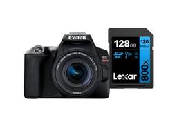 Câmera Digital Canon EOS Rebel SL3 (BKUS) 1855F4STM BR kit com Cartão de Memória Lexar Blue 128GB