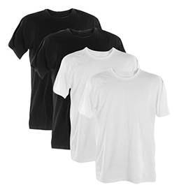 Kit 4 Camisetas 100% Algodão 30.1 Penteadas (Duas Brancas Duas Pretas, G)