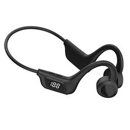 SZAMBIT Fone de Ouvido por Condução Ossea,Bluetooth 5.1,Fone Condução Ossea com LED,Fones de Ouvido Esportivos à Prova D'água do IPX5 para Caminhadas,Esportivas,Fitness,Ciclismo,Andando,Preto