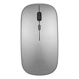 Miaoqian Mouse fino sem fio 2.4G sem ruído, 3 DPI ajustável, 7 cores, luz respiratória mouse recarregável para computador laptop, cinza