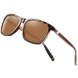 Óculos de sol retangulares clássicos de proteção da moda retrô unissex marrom com lente