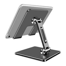 KABEWUS Suporte de suporte para iPad 2022 Suporte para computador tablet Suporte para celular de mesa Liga de alumínio dobrável Suportes e suportes ajustáveis para mesa (P, Branco prateado)