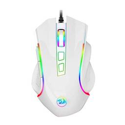 Redragon Mouse para jogos M602 RGB com fio para jogos com espectro RGB, retroiluminado, ergonômico, Griffin programável com 7 modos de luz de fundo até 7200 DPI para Windows PC Gamers (branco)