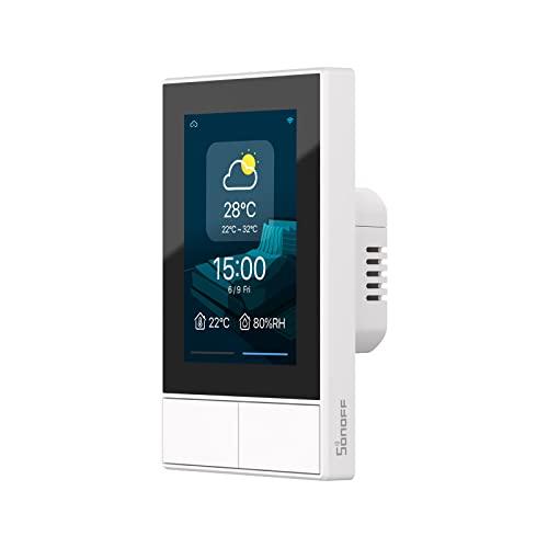SONOFF Nspanel Interruptor Inteligente, Interruptor Doméstico Inteligente de Detecção de Temperatura, Wi-Fi Controle De Tela Sensível Ao Toque, 2 Botões, Compatível com Alexa (NSpanel-USW)