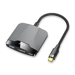 SZAMBIT 3 Em 1 Switch Dock TV Dock Para Nintendo Switch Docking Station Portátil USB C Para 4K Hub USB 3.0 Compatível Com HDMI Para Macbook Pro (3 em 1 cinza)