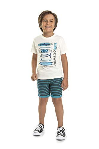 Camiseta e Bermuda Tubarão, Quimby, Meninos, Natural, 10