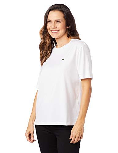 Camiseta em Algodão Premium com decote careca Lacoste Feminino Branco 3G