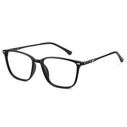 Cyxus Oculos Luz Azul Computador para Homens e Mulheres Lentes Anti-reflexo Filtro UV Anti-fadiga Ocular Óculos de Armação Quadrada TR90 (1-Preto fosco)