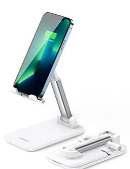 UGREEN Suporte de celular para mesa ajustável dobrável compatível com iPhone 12 Pro Max iPhone 11 XS XR X SE 8 Plus 6 7 Samsung Galaxy Note20 S20 S10 S9 S8, branco