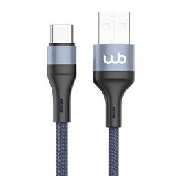 WB Cabo USB-A e USB-C 1 metro 30W azul marinho nylon trançado compatível com Android, Modelo: 30W USB-A para USB-C (Azul Marinho)