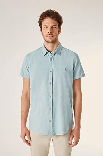 Camisa Manga Curta Oxford Color, Reserva, Masculino, Turquesa, GG