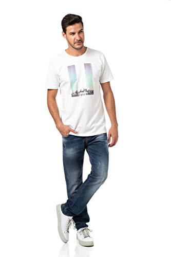 Forum Camiseta Estampada com Bordado Masculino, G, Off Shell