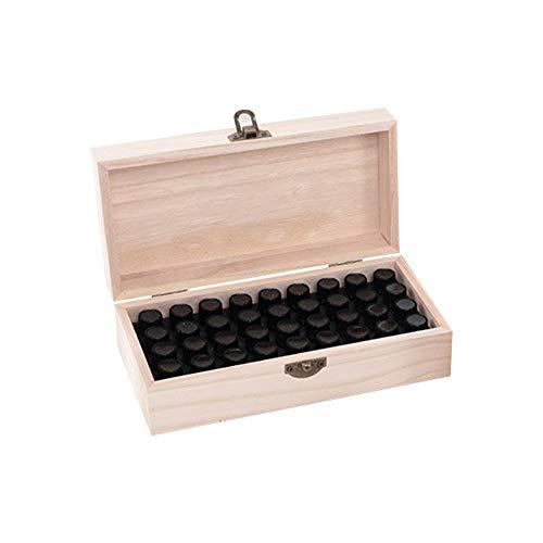 Ajcoflt Organizador de caixa de óleo essencial de madeira com 36 slots para garrafas de 1-3ml Bolsa de transporte de óleo essencial Caixa de madeira para armazenamento