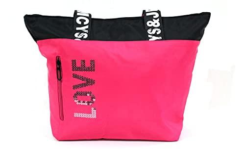 Bolsa de Ombro casual feminina love estilo sacola com 4 alça e forro interno Cor: Rosa pink