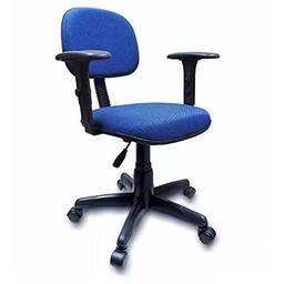 Cadeira de Escritório Secretária Giratória com braço regulável Gatilho Tecido — Qualiflex (Azul)