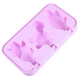 NUOBESTY Moldes de picolé de silicone de dinossauro, moldes de picolé, bandeja de sorvete, molde de bolo, formas de pop, utensílios de cozinha (violeta)