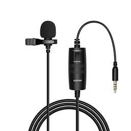 Microfone de lapela SOLESTE de 3,5 mm Microfone de colar com clipe de 3 metros com fio para câmera SLR de smartphone com bolsa de armazenamento Adaptador de áudio de 6,5 mm