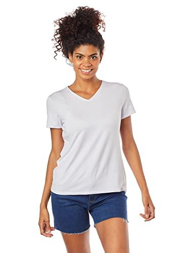 Camiseta Modal Gola V Feminina; basicamente; Branco P