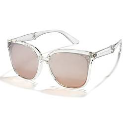 Cyxus Óculos de Sol Dobráveis para Mulheres/Homens, Oculos Dobráveis com Proteção UV de Lente Polarizada Armação TR90 Ultraleves (7-Lentes Marrons com Armação Transparente 1037)