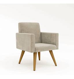 Cadeira Poltrona Decorativa - Escritório - Recepção - Bege Desenho do tecido:Suede; Bege