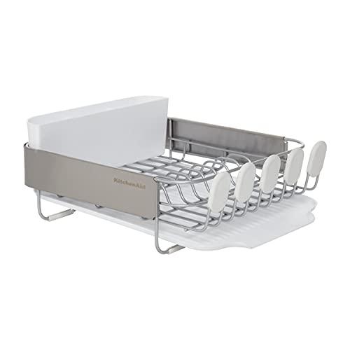 KitchenAid Escorredor de pratos compacto de aço inoxidável, 41 cm, branco