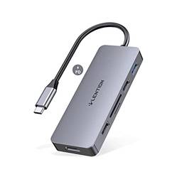 LENTION Hub USB C com 4K HDMI, leitor de cartão SD/Micro SD, USB 3.0, USB 2.0 e compatível com carregamento 2022-2016 MacBook Pro, novo adaptador certificado por driver Mac Air/Surface, mais, estável (CB-C17, cinza espacial)