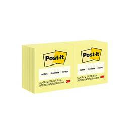 Post-it Notas 7,6 x 7,6 cm, 12 blocos, notas adesivas favoritas número 1 dos EUA, amarelo canário, remoção limpa, reciclável (654)