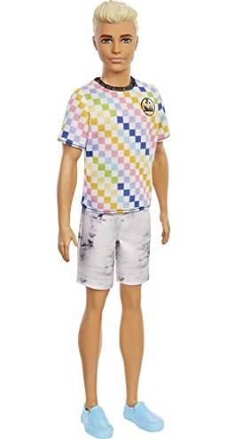 Barbie Fashionista Ken Camiseta Xadrez, Multicor, MATTEL