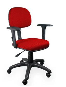 Cadeira de Escritório Secretária Giratória com braço regulável Gatilho Tecido — Qualiflex (Vermelho)