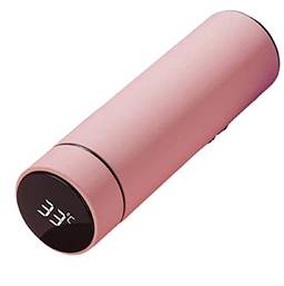 Garrafa Copo Térmica Com Medidor Temperatura Em LED Touch Cor:Rosa