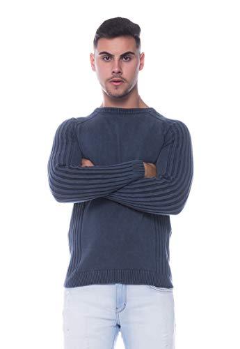 Suéter Masculino Tricô Estonado Genebra 7173-100% Algodão COR:Azul;Tamanho:P;Gênero:Masculino