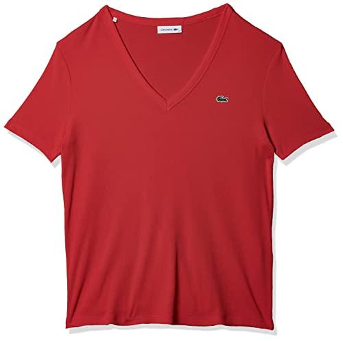 Lacoste, Slim Fit-V, Camiseta, Feminino, Vermelho, 3G
