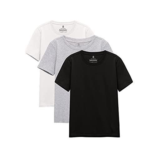 Kit 3 Camisetas Gola C Unissex; basicamente; Branco/Mescla Claro/Preto 4