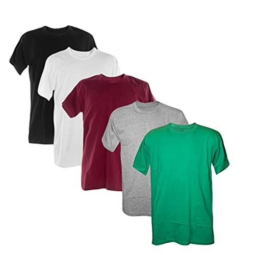 Kit 5 Camisetas Masculinas Básicas 100% Algodão Penteado (Preto, Branco, Vinho, Mescla, Bandeira, GG)