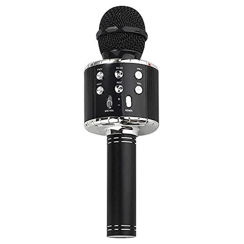 Microfone Karaokê sem fio, 281 Gramas Microfones Bluetooth de mão com alto-falante Máquina de karaokê com luzes LED, compatível com dispositivos Android iOS para festa/canto infantil