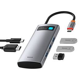 Baseus 5-in-1 HUB USB C, Tipo C HDMI 4K/60Hz Carregamento 100W Power Delivery PD, 3 USB 3.0