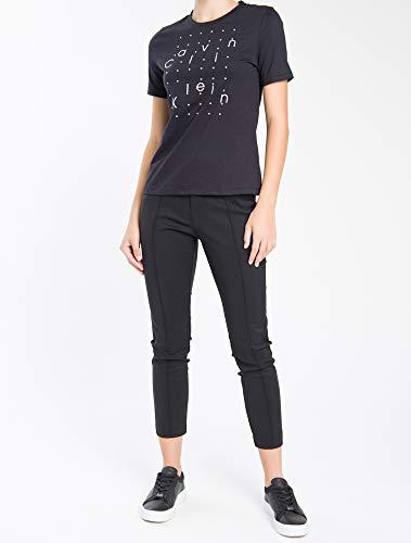 Blusa manga curta com logo, Calvin Klein, Feminina, Preto, G