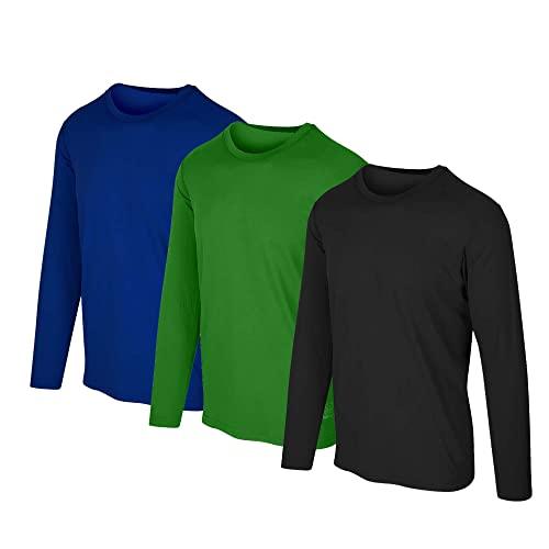 Kit com 3 Camisetas Proteção Solar Uv 50 Ice Tecido Gelado – Slim Fitness - Preto - Marinho - Verde – GG