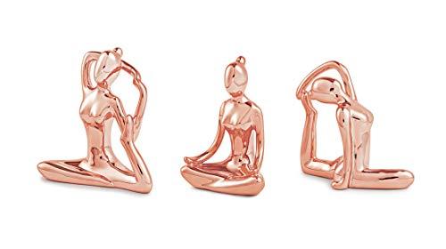 Kit Escultura Yoga Rose Gold Em Porcelana - 3 Pcs Mart Rose Gold