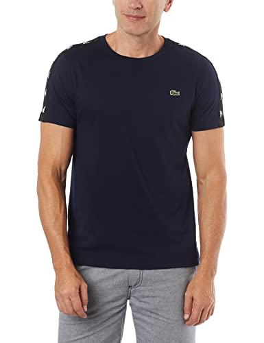 Camisetas Basica, Lacoste, Masculino, Azul Marinho + Preto, M