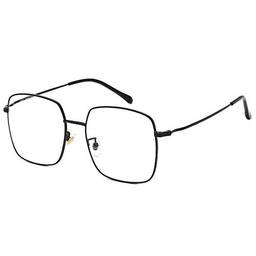 Cyxus Óculos de Luz Azul Feminino/Masculino Bloqueio de UV Oculos Anti Fadiga Ocular Lente Transparente Moldura Quadrado de Moda Quadrado (0-Moldura Preta 8080)