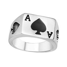 Holibanna Anéis masculinos femininos de aço de titânio com pá de pôquer e Ace Hip-Hop Punk, 1.82x1.3cm, Titânio, Aço de titânio,