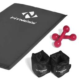 Kit colchonete + Halteres 2kg + Caneleiras 3 kg Academia Fitness Musculação