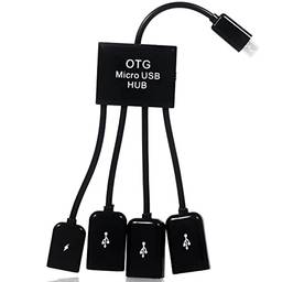 Cabo Otg Hub 03 Entradas Usb 1 Micro com Adaptador Tipo C Usb Carregadora Celular Tablet para Pendrive Teclado e Mouse
