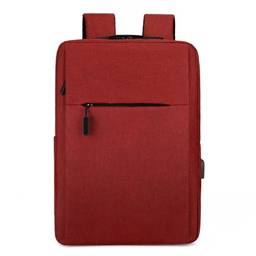 Mochila masculina para laptop de viagem com capacidade expandida, bolsa de carregamento USB, bolsa de nylon impermeável, Vinho tinto, M