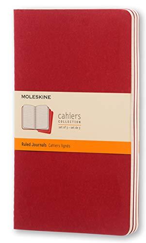 Caderneta Cahier, Vermelha, Conjunto com 3 Unidades, Pautada, Tamanho Grande