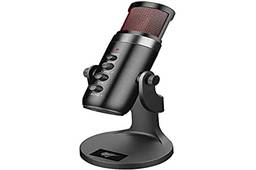 Microfone Condensador RGB Gamer Havit GK59, USB, Omnidirecional, Plug and Play, Anti-Vibração, Botões Mute ECHO e Volume