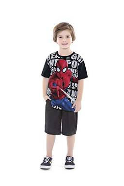Camiseta Camiseta Spider-Man, Fakini, Meninos, Preto, 6